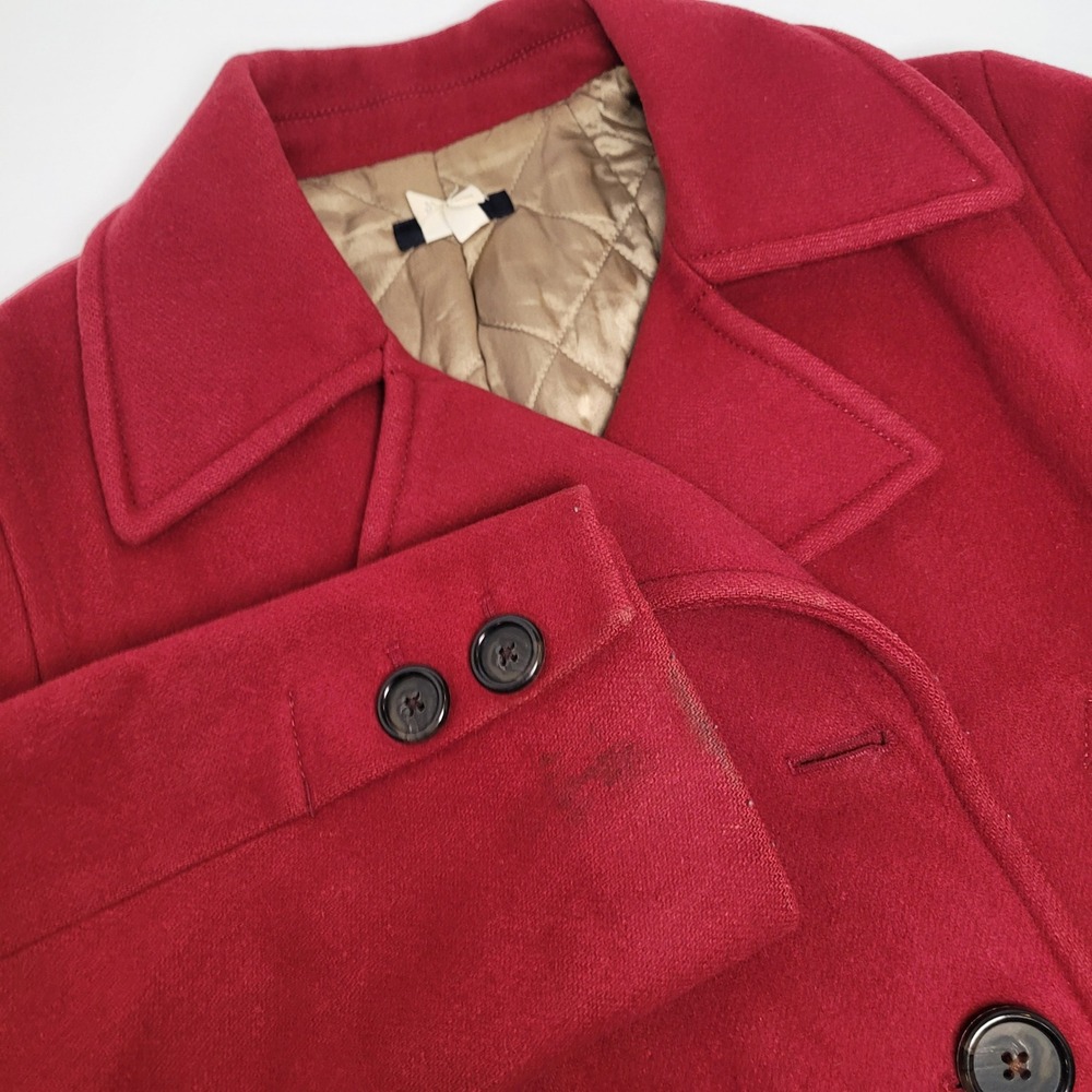 J.Crew Wool Blend Pea Coat Womens Small Red Good Double Breasted 61417